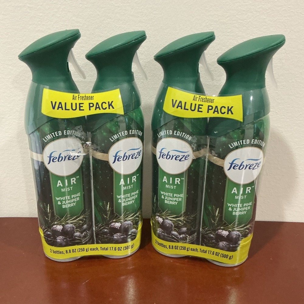 Lot Of 4 Febreze Air White Pine & Juniper Berry Spray Air Refresher 8.8 oz Each